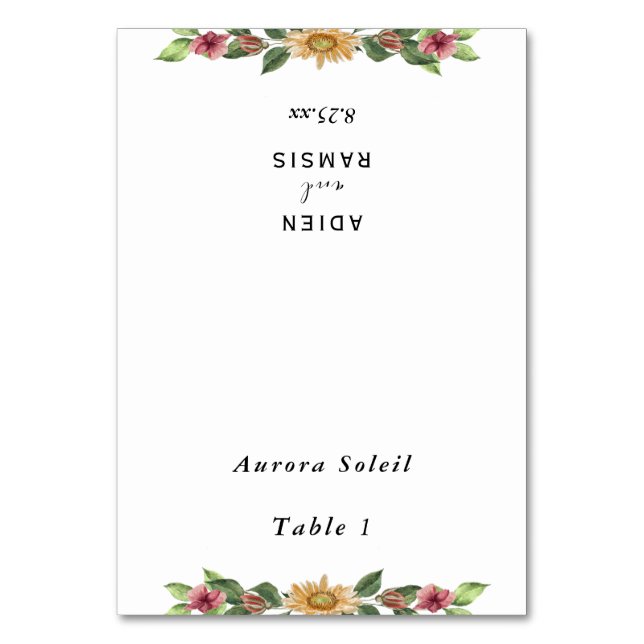 Carte de place pliable Boho Sunflower Mariage (Par défaut)