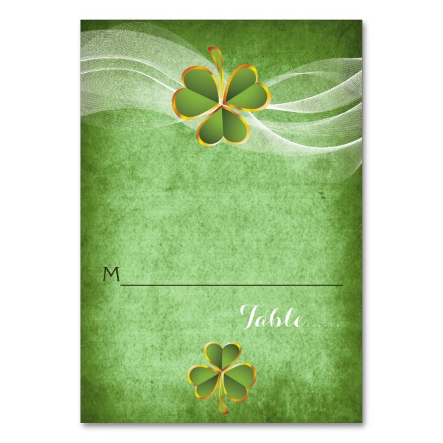 Carte de place pliée mariage irlandaise de trèfle  (Par défaut)