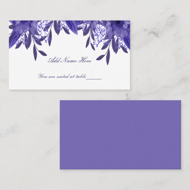 Carte de place pour le feuillage bleu violet (Devant / Derrière)