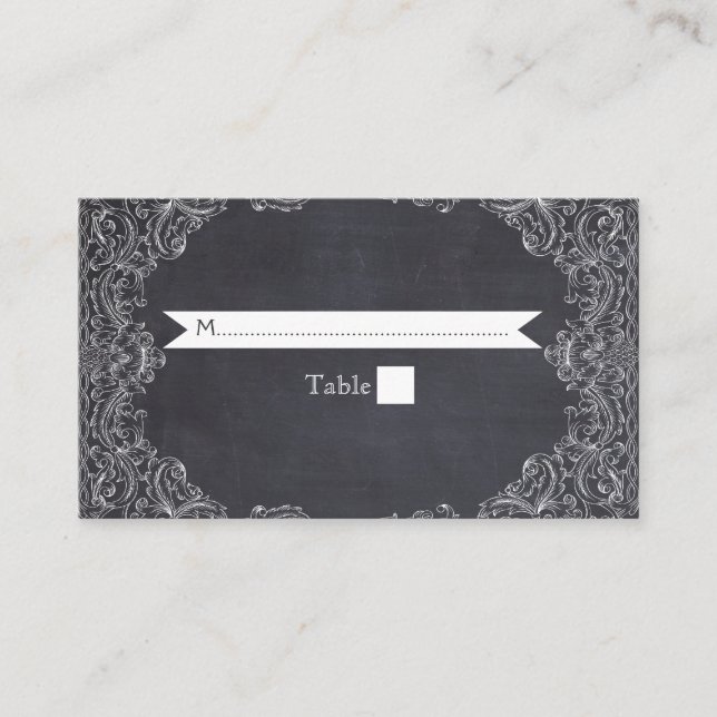 Carte de place vintage frame & chalkboard mariage (Devant)
