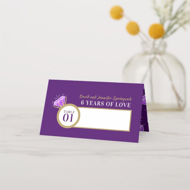 Carte De Placement 6th amethyst wedding anniversary purple (Devant)