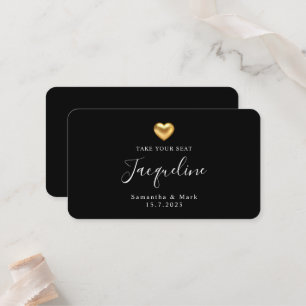 Carte de placement à plat cœur doré mariage modern