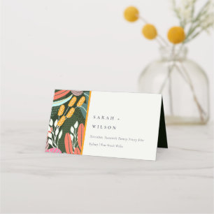 Carte De Placement Abstrait Bold coloré Mariage botanique tropical