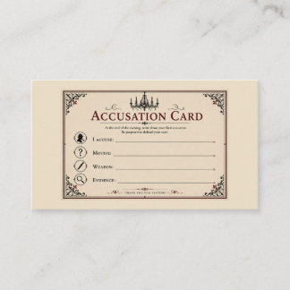 Carte De Placement Accusation de mystère de meurtre & Notes de indice