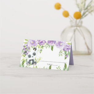Carte De Placement Adorable Panda violet Baby shower de verdure fleur