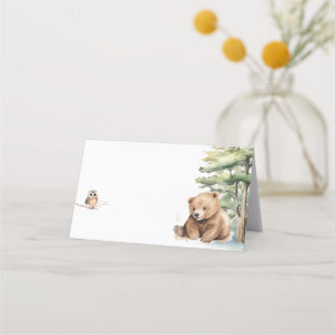 Carte De Placement Adventure Await Woodland Bear Baby shower