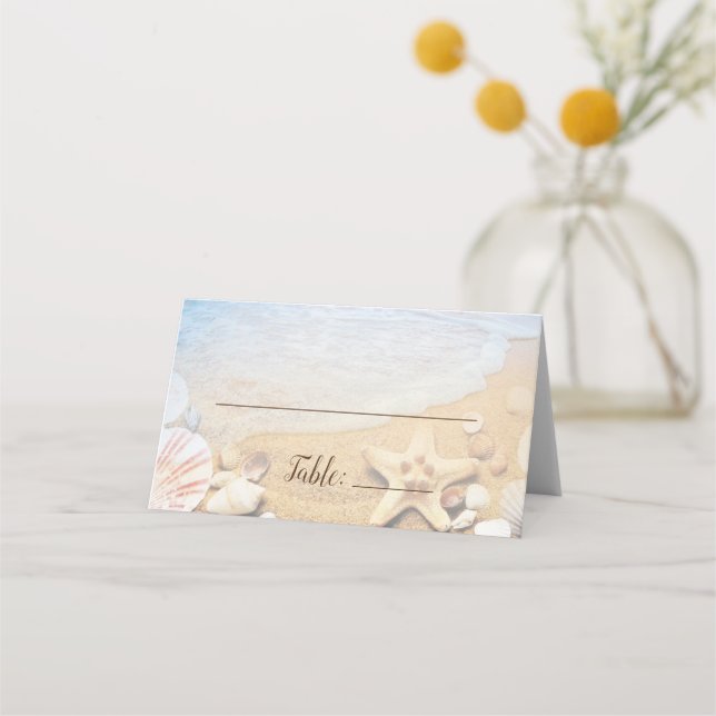 Carte De Placement Affectation de table de mariage sur la plage tropi (Devant)