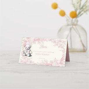 Carte De Placement Affiche de bienvenue Baby shower en toile rose Ted