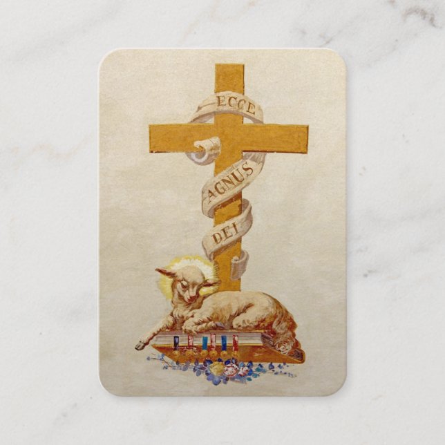 Carte De Placement Agneau de Dieu Prière catholique par le cardinal N (Devant)