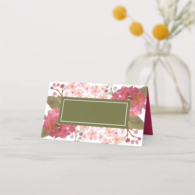 Carte De Placement Ajouter Votre Texte Aquarelle Violet Floral (Devant)