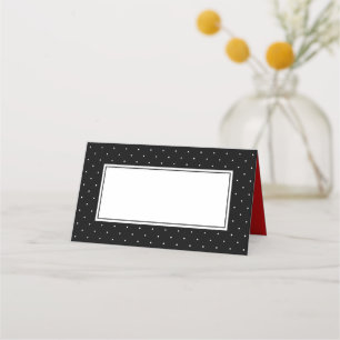 Carte De Placement Ajouter votre texte Pointe Polka Noir Blanc Modern