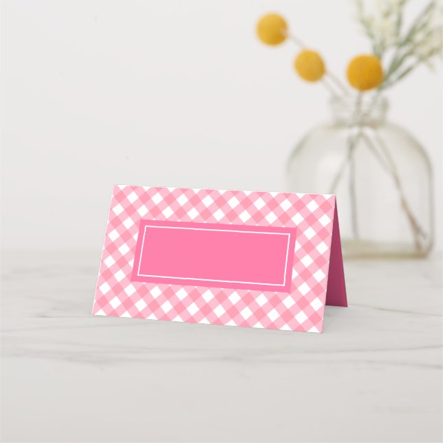 Carte De Placement Ajouter votre texte rose En vichy Motif (Devant)