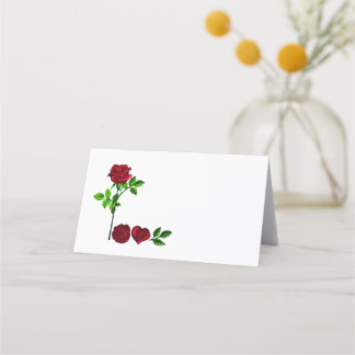 Carte De Placement AMOUR - Porte-Nom Main Peinte à la Rose Romantique