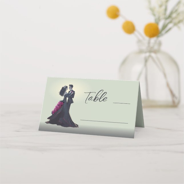 Carte De Placement Amoureux gothique romantique Minimal Élégant (Devant)