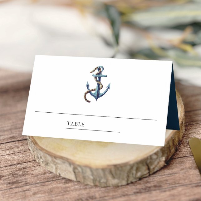 Carte De Placement Ancre bleue Rustique Marine Mariage nautique (Créateur téléchargé)