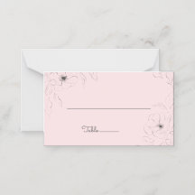 Anémone sur carte pliée rose pâle