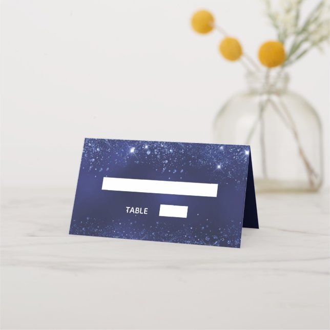 Carte De Placement Anniversaire marine bleu parties scintillant scint (Devant)