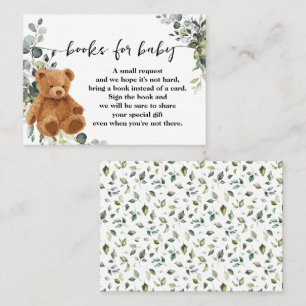 Carte De Placement Apporter un livre Baby shower de la verdure Ours