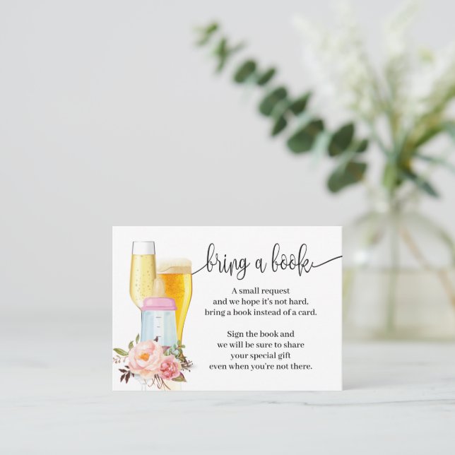 Carte De Placement Apporter un livre bulles Baby shower rose Insérer (Debout devant)