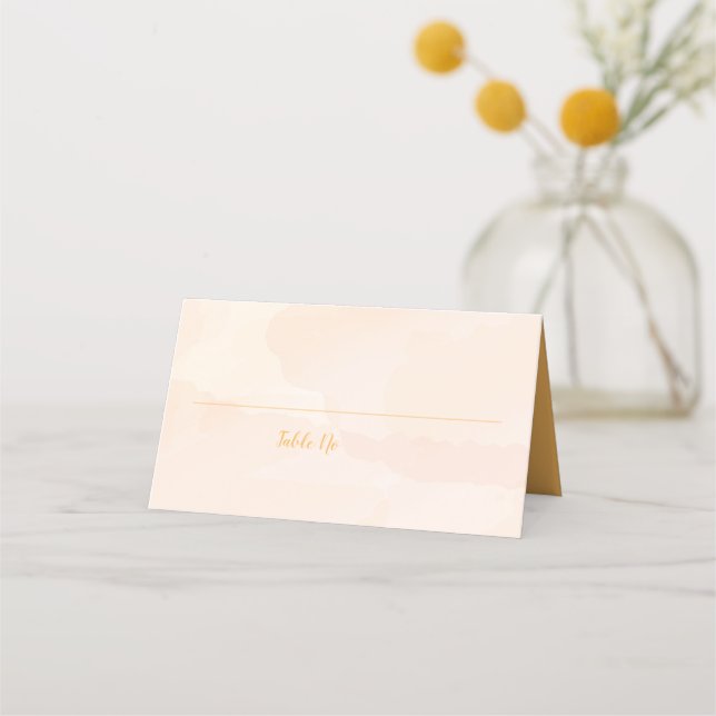 Carte De Placement Apricot Aquarelle Mariage Numéro de table Carte de (Devant)