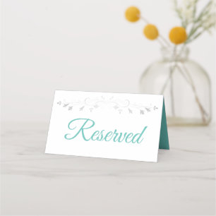 Carte De Placement Aqua Turquoise sur White Elegant Wedding Réservé