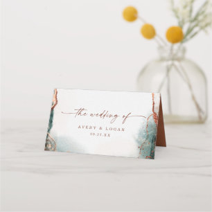 Carte De Placement Aquarelle Abstraite moderne Terra Cotta Mariage