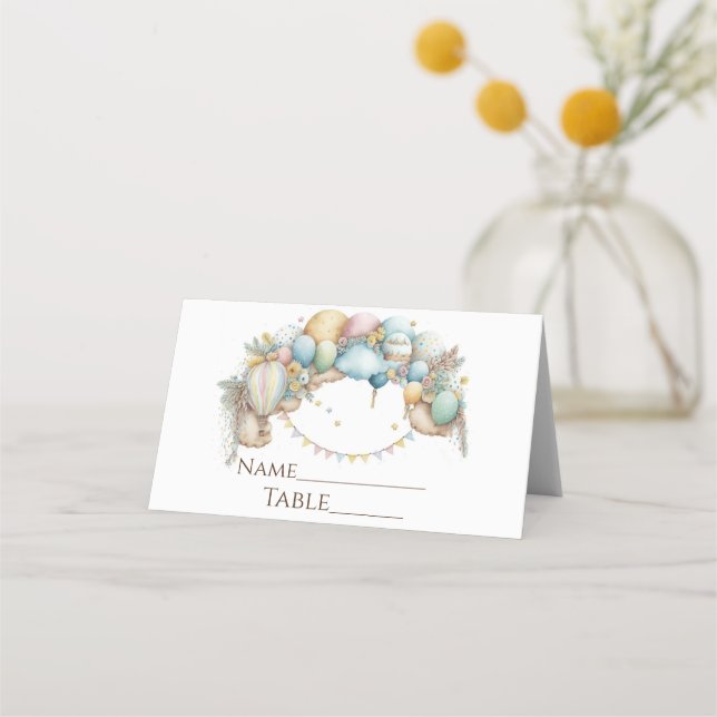 Carte De Placement Aquarelle arc-en-ciel Air Baby shower (Devant)