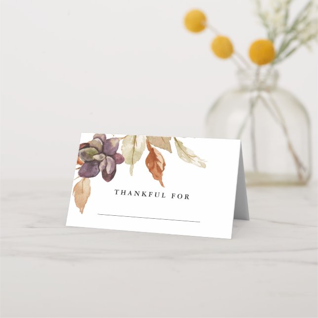 Carte De Placement Aquarelle Automne Action de grâce (Devant)