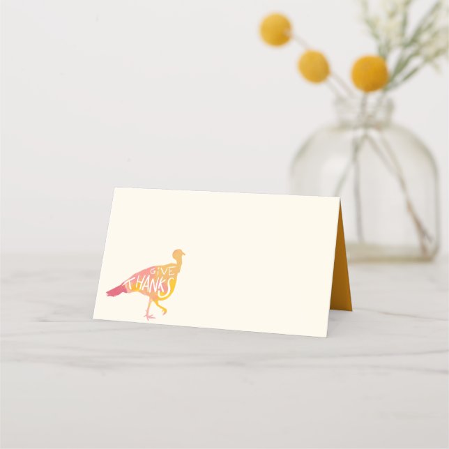 Carte De Placement Aquarelle Automne Thankgiving Turquie (Devant)