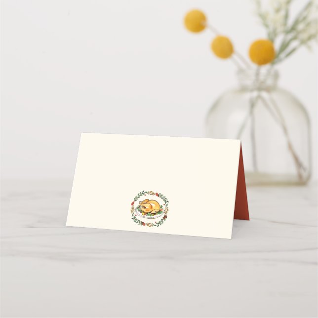Carte De Placement Aquarelle Automne Thankgiving Turquie (Devant)