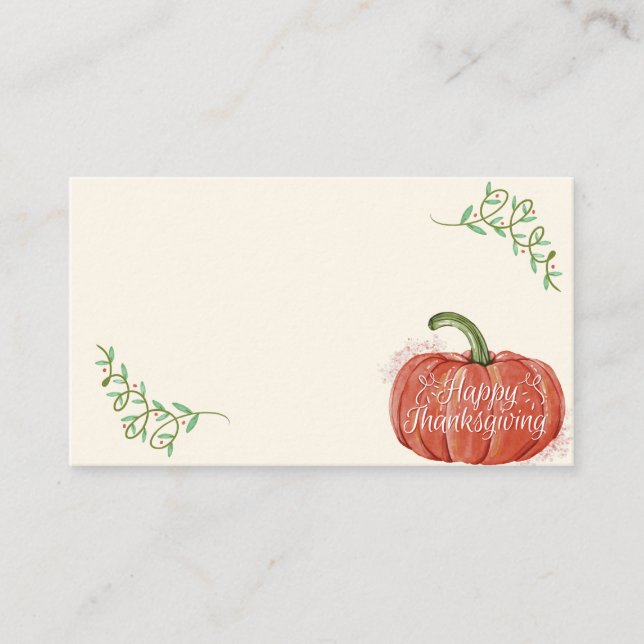 Carte De Placement Aquarelle Automne Thanksgiving Citrouille (Devant)