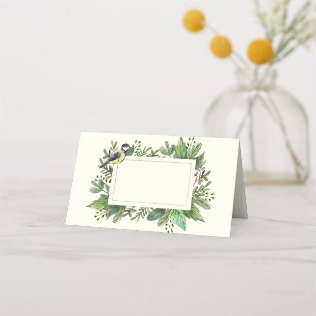 Carte De Placement Aquarelle avec un oiseau | Fêtes (Dos)