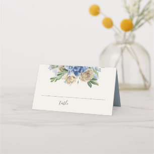 Carte De Placement Aquarelle bleu et ivoire Dusty