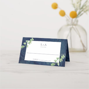 Carte De Placement Aquarelle bleu foncé vert Mariage Carte Place