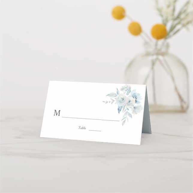 Carte De Placement Aquarelle bleu pâle mariage (Devant)