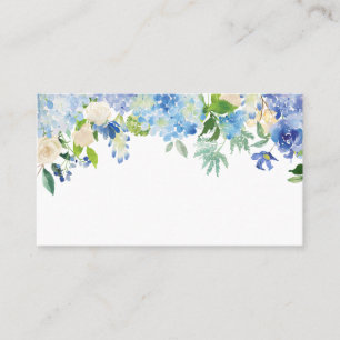 Carte De Placement Aquarelle bleue Hydrangeas & Rose Floral Garland