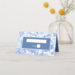 Carte De Placement Aquarelle bleue Mariage de fleurs botaniques