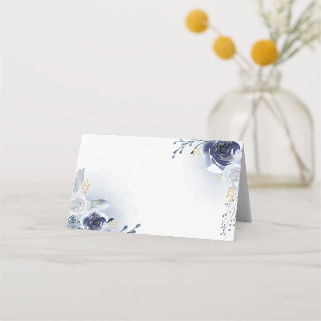 Carte De Placement aquarelle bleue rose (Devant)