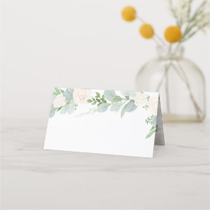 Carte De Placement Aquarelle botanique Eucalyptus et fleurs blanches