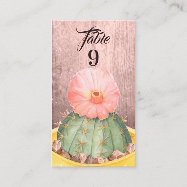 Carte De Placement Aquarelle Cactus Orange Bloom Mariage (Devant)