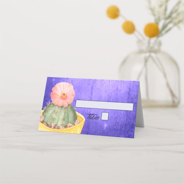 Carte De Placement Aquarelle Cactus Orange Bloom Mariage (Devant)
