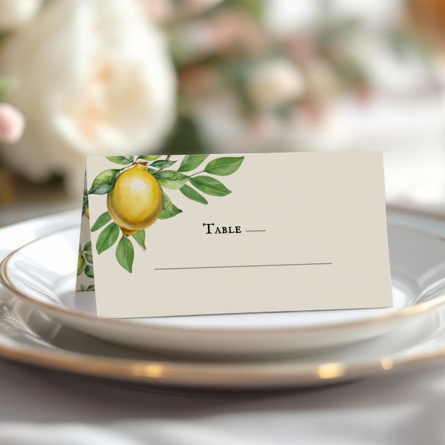 Carte De Placement Aquarelle Citron Jaune Citrus Russe Mariage (Créateur téléchargé)