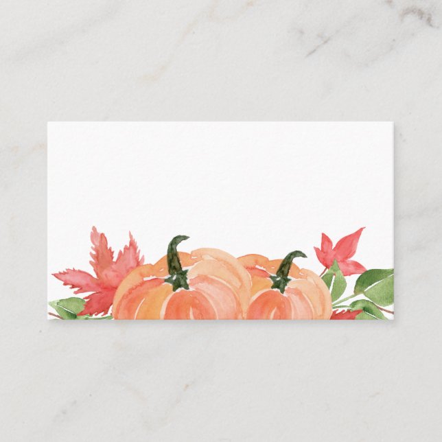 Carte De Placement Aquarelle Citrouilles Automne Thanksgiving (Devant)