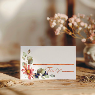 Carte De Placement Aquarelle colorée Fleur sauvage de marguerite