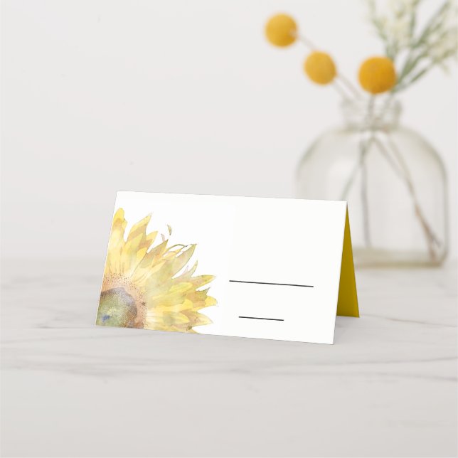 Carte De Placement Aquarelle de fleurs jaunes (Devant)