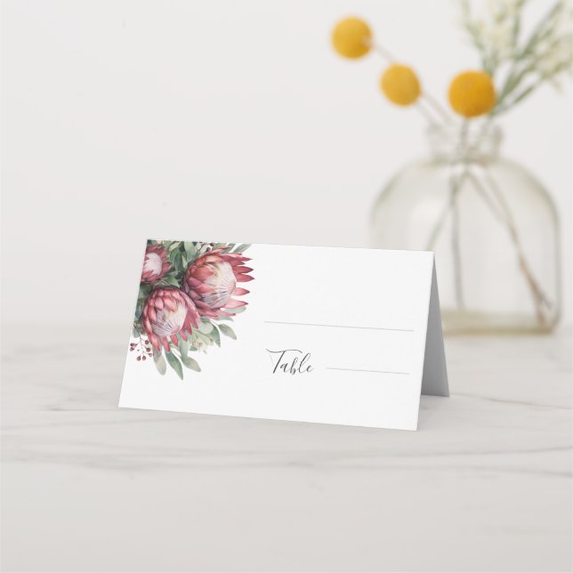 Carte De Placement Aquarelle de Protea autochtone Boho floral Botaniq (Devant)