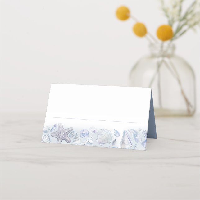 Carte De Placement Aquarelle d'étoile de mer art bleu invité (Dos)