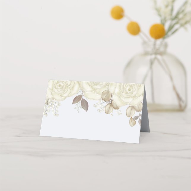 Carte De Placement Aquarelle Elégante Floral Rose Gold Green (Devant)