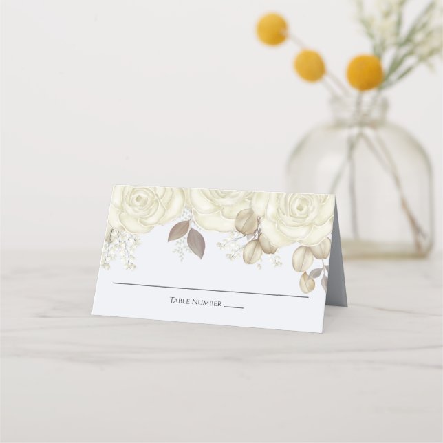 Carte De Placement Aquarelle Elégante Floral Rose Gold Green Place (Devant)