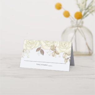 Carte De Placement Aquarelle Elégante Floral Rose Gold Green Place